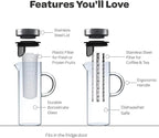 Cold Brew Coffee Maker - Large Glass Infusion Pitcher 1.6 Quarts 52oz - Iced Coffee & Iced Tea Pitcher with Stainless Steel Lid & Fruit Infusion Tube - Perfect for Home or Office