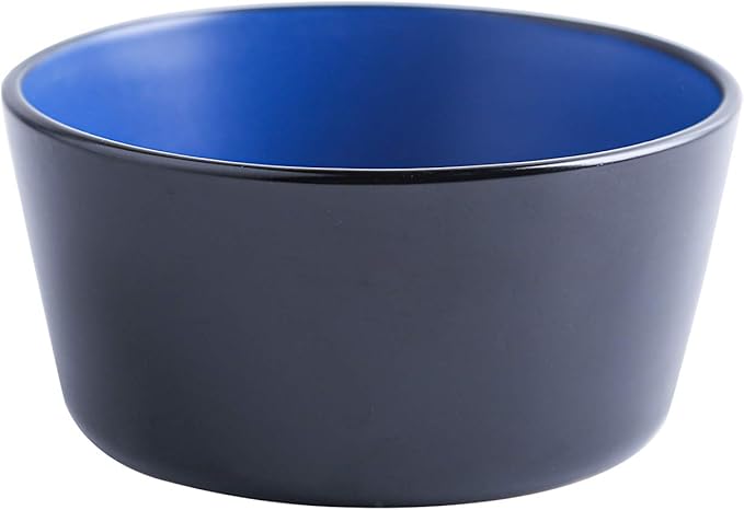 Stone Lain Albie Stoneware 16-Piece Modern Dinnerware Set, Kitchen Plates and Bowls Sets, Dish Set for 4, Blue and Black