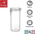 Bormioli Rocco Fido Cylinder 33.75 oz Airtight Glass Canister (Set of 2) - BPA Free Ingredient Storage Jar - Ideal for Fermentation, Pantry Organization, Canning, Kitchen Essentials - Dishwasher Safe