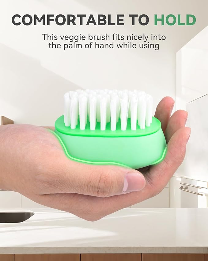 SXhyf Vegetable Brush Scrubber for Food [Black Stiff Bristles Brush + White Soft Bristles Brush] Potato Scrubber, Dishwasher Safe Veggie & Fruit Cleaning Brush for Mushrooms, Carrots, Lemons, Eggs