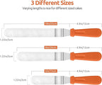 Icing Spatula, U-Taste Offset Spatula Set with 6", 8", 10" Blade,Stainless Steel Angled Cake Decorating Frosting Spatula Set of 3 (Orange)