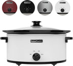 HOMECOOKIN 8 Quart Slow Cooker Oval Manual Pot Food Warmer with 3 Cooking Settings, White Stainless Steel