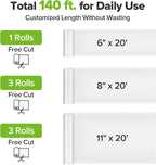 Vacuum Sealer Bags for Food, 7 Pack - 8" x 20' (3 Rolls) + 11"x 20' (3 Rolls) + 6"x 20' (1 Roll), BPA-Free Commercial Grade Embossed Customized Size Bags for Food Storage, Meal Prep, Sous Vide