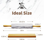 Marble Rolling Pin 18 Inch with Stand Heavy Duty, Weighted Baking Roller Pin for Making Pizza and Dough, Flour Tortillas, Pastry, Non-Stick Rolling Pin Stable and Anti-Slip, Dishwasher Safe
