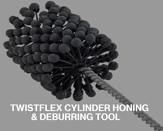 TwistFlex 3-1/8" 240SC Cylinder Hone | 3.125" Flexible Cylinder Honing & Deburring Tool | Bore Brush for Hole Diameters 2.91" - 3.12" | Silicon Carbide 240 Grit | 0.31" Shank | 13.5" Length