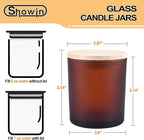 8 OZ Thick Candle Jars for Making Candles 15 Pcs, Empty Amber Jars with Wood Lids for Candle Making, Sample Container, Frosted Brown