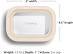 Caraway 6pc Glass Food Storage Set - 2.6 Cup Storage Containers For Food (6) - Non-Toxic Ceramic-Coated Glass - Air Release Technology - Compact & Stackable Design - Cream