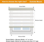 Persilux Cordless Zebra Blinds for Windows Free-Stop Window Shades (27" W X 72" H, Cream) Dual Layer Light Control for Day and Night, Light Filtering Sheer Shades for Home, Easy to Install