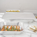 Restaurantware-LIDS ONLY: 25 Foil Pan Lids, Fits Full Size Steam Table Lid, Oven-Ready Tray Lids, Freezable, Silver Aluminum Disposable Turkey Pan Covers, Pans Sold Separately