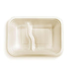Vegware Compostable 32oz Molded Fiber To Go Containers, 2 Compartment, Case of 600, Nourish, No-Added PFAS, Reuseable, Bagasse, Meal Prep Food Storage, Hot or Cold, Choice of Size 5 Lids & bases