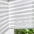 Persilux Cordless Zebra Blinds for Windows (47" W X 47" H, White) Free-Stop Roller Windows Shades Dual Layer Light Control for Day and Night, Light Filtering Sheer Shades for Home, Easy to Install