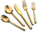 40-Piece Matte Gold Silverware Set, Hand Forged Utensil, Stainless Steel Flatware Set, Hexagon Handle Cutlery Set for Home Hotel Use, Service for 8