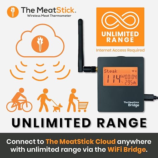 WiFi Travel Pack | WiFi Bridge + Carrying Case Pro | Unlimited Wireless Range Device and Portable Protector for All MeatStick Wireless Meat Thermometers