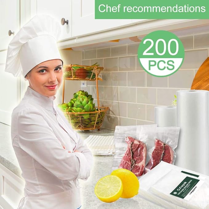 O2frepak 200 Pint Size 6" x 10" 4mil Thick Vacuum Sealer Bags with BPA Free and Puncture Prevention,Vacuum Seal Freezer Bags,Great for Sous Vide Vaccume Sealer PreCut Bags