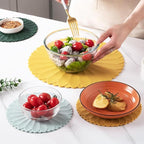 Heat-Resistant Silicone Trivet Mats, Non-Slip Hot Plate Holder for Kitchen Countertops & Dining Table, Reusable Pot Holder Pad with Secure Grip, Dishwasher Safe (Yellow, Diameter: 18cm/7.09")