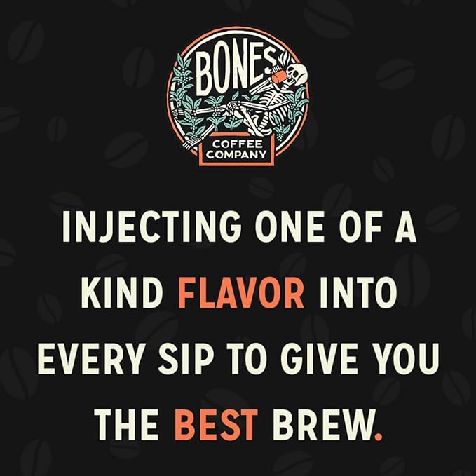 Bones Coffee Company Sugar Rush, Sugar Cookies Flavored Coffee, Medium Roast Low Acid Arabica Beans Compatible with Auto drip and French Press Coffee Maker, 12 Oz Ground