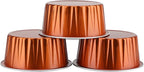 EUSOAR Aluminum Foil Cups, 5oz 50pcs muffin Baking Cups with Lids, 3.34"x2.59"x2.35" 125ml Snacks Desserts Flan, Cupcake Pie Ramekin, Recyclable Catering Party Favor Baking Cups-Caramel
