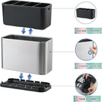 Silverware Organizer,Kitchen Utensil Holder For Counter,Stainless Steel Caddy,4 Compartments Organizer,Capacity Flatware Spoon Fork Tool Cutlery Holder（Silvery）