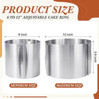 Hushee 1 Piece 6 to 12 Inch Cake Ring 5.9 Inch High Adjustable Cake Mold Baking Rings Kit Round Stainless Steel Decorating Bakeware Tools with Scaling for Mousse Baking Dessert Making (8 cm)