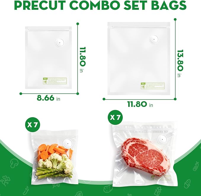 Vacuum Sealer for Food with Visible Water Tank, Handheld Saver Compact Vacuum Sealer Machine with 14 Reusable Vacuum Bags, 6X Preservation & Fresh, Includes Gift Wrapping