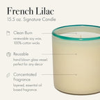 LAFCO New York Signature Candle, French Lilac - 15.5 oz - 90-Hour Burn Time - Reusable, Hand Blown Glass Vessel - Made in The USA