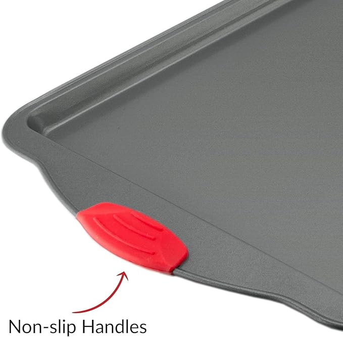 Boxiki Kitchen Nonstick Baking Sheet Pan – Heavy-Gauge Carbon Steel, Warp, Dent, and Rust-Resistant – Gourmet Rimmed Half Cookie Sheet Trays, Non-Toxic for Exceptional Baking Performance - 15x10 Inch