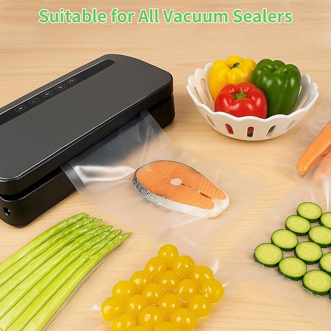 MakMeFre 400 Quart Size 8" x 12" Vacuum Sealer Bags with BPA Free and Heavy Duty,Great for Food Storage Vaccume Sealer PreCut Bag