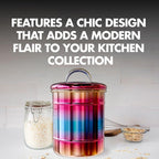 Amici Home Rainbow Metal Storage Canister | Dry Food Storage Container | Airtight Lid | 64 Ounce Capacity | Modern Home Décor | Decorative Metal Canister for Kitchen Countertop (Large)
