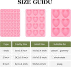2 Inch Heart Shaped Silicone Molds for Chocolate, Candy, Gummy, Soap (Set of 2, Pink)
