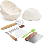 Sourdough Bread Baking Supplies - Banneton Bread Proofing Basket Set of 2, Banneton Basket 9 Inch Round Proofing Baskets Sourdough Starter Kit for Making Baking Fermentation