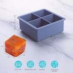 1/2 Cup Silicone Freezer Tray With Lid - Silicone Freezer Molds 4-Pack For meal prep & freezing of various sauces and other dishes, makes 16 perfect 1/2 cup portions cubes (Blue 4 Pack)