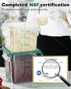2QT&4QT NSF Food Storage Containers: 8 PCS[Food Grade] [Hot&Cold Resistant] Commercial Clear Square Food Storage Containers with Scales Handles for Home Restaurant Kitchen(BPA FREE)