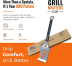 Grill Masters Club 4-in-1 BBQ Spatula | Multifunctional Stainless Steel Grill Spatula with Polypropylene Handle, Serrated Edges, Bottle Opener | Perfect for BBQ grills, kebabs for Camping & Picnics