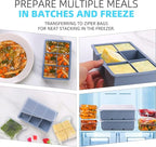 1/2 Cup Silicone Freezer Tray With Lid,Silicone Freezer Molds 6-Pack For meal prep & freezing of various sauces and other dishes, makes 36 perfect 1/2 cup portions cubes (Multicolor 6 Pack)