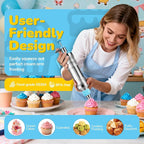 Cake Decorating Tools Supplies Kit: 164pcs Baking Accessories - Piping Bags and Icing Tips Set - Puffs Cupcake Frosting Piping Bakery Set for Adults Beginners or Professional, Blue