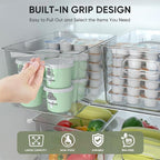 BALEINE Clear Plastic Storage Bins, Pantry Organization, BPA Free Stackable Refrigerator Organizers and Storage with Handles for Kitchen Fridge Cabinet Bathroom (8PK, 9.5x5.5x4.5)