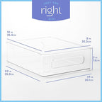 Plastic Food Storage 2 pack Clear Container Bin with Handles for Organizing Kitchen, Pantry, Refrigerator, Freezer, Pantry, Cabinet, Closet, Bathroom. Stackable 10”x8”x3”