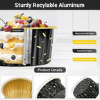 EUSOAR Foil Ramekins with Lids, Black 25Packs 5oz Disposable Baking Cups Foil Liner Cupcake Container, Dessert Cheesecake Pan Creme Brulee Cupcake Containers for Catering Gathering Club Wedding Party