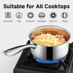 1Qt & 2Qt Stainless Steel Sauce Pan Set with Lid,4 Pcs Non Stick Saucepan,Small Kitchen Pots,Induction Compatible,PFOA FREE