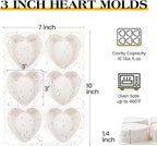 3 Inch Large Heart Shaped Silicone Molds for Chocolate, Candy, Cake, Soap (Set of 2, Cream)