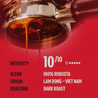 BAZAN COFFEE - Too Strong Robusta Vietnamese Whole Bean Coffee Dark Roast, Single Origin, High Caffeine & Low Acid Coffee, Bold Espresso Coffee Beans for Espresso Lovers, Full Bodied Flavor - 12oz bag