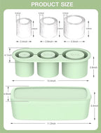 Ice Cube Tray for Stanley Cup, Silicone Ice Mould with Lid & Bin, Long Ice Cubes for 30-40Oz Tumbler, Easy Fill & Release, Perfect for Cocktails, Whiskey, Iced Coffee, Drinks, BPA Free (Green)