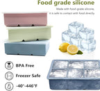 Ice Cube Trays for Freezer 3-Pack - Large Silicone Ice Cube Molds with Stainless Steel Ice Cube Holder Huge Square Ice Trays for Cocktails, Whiskey, and Brandy