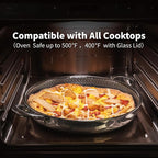 Hybrid Nonstick Skillet with Lid 13 Inch, Stainless Steel Paella Pan with Two Handles Multi-Functional Pan Dishwasher and Oven Safe