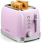 Toaster 2 Slice Retro Stainless Steel with 1.5” Extra Wide Slots Bagel, Defrost, Reheat, Cancel Functions, 6 Bread Shade Settings, Removable Crumb Tray, Purplish Pink