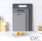 COOK WITH COLOR Non-Slip Cutting Board Set – Kitchen Essentials with Easy Grip Handle for Meat, Veggies, and Fruits, 4 Cutting Boards, Gray-New