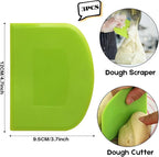 SURDOCA Dough Scraper Bench Scraper - 3P 4.7x3.7" Plastic Flexible Bowl Scraper, Sharp Edge & Angles Cake Scraper. Non-Slip Bakeware Decorating Tools Sculpting & Modeling Tools - Pink+Yellow+Pink