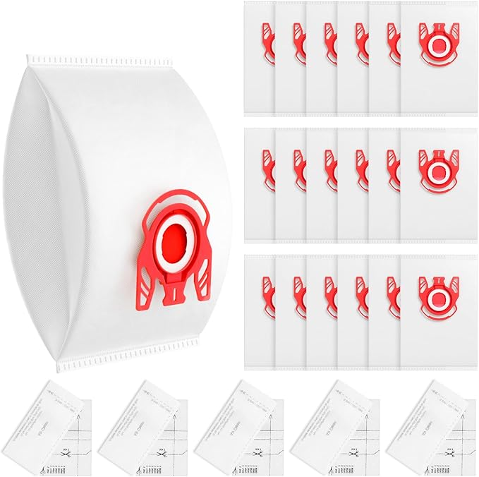 20 Pack 3D Airclean FJM Vacuum Cleaner Bags Compatible with Miele FJM Vacuum Cleaner, Compact C1, Compact C2, Complete C1, S241, S290, S300i, S500, S700, S4, S6 Series, Replaces Part 10123220