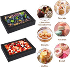 Cookie Boxes,14x10x2.5 Inch Large Bakery Boxes with Window for Pies Chocolate Strawberries Muffins Donuts Pastry Dessert Christmas(Black, 14 * 10 * 2.5inch/24pcs)