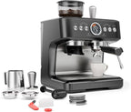 Chefman Crema Deluxe Espresso Machine with Double Boiler, Use Milk Frother and Brew Espresso Simultaneously, Professional Coffee Maker with Coffee Grinder and Steam Wand, 30 Grind Settings